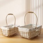 2‑Set Golden Iron Rectangular Flower Baskets CXBZ-HL005 - Image 2