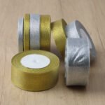 Gold & Silver Glitter Polyester Ribbon - Image 3