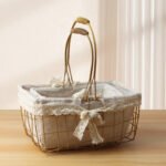2‑Set Golden Iron Rectangular Flower Baskets CXBZ-HL005 - Image 3