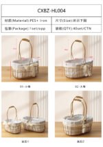 2‑Set Golden Metal‑Iron Oval Flower Baskets CXBZ-HL004
