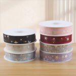 2.5cm Silver Hot‑Stamped Star Organza Ribbon, 20 Yards - Image 2