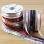 2.5cm Gold Edge Organza Ribbon Printed “Happy Birthday”, 40 Yards - Image 4