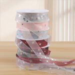 2.5cm Silver Hot‑Stamped Star Organza Ribbon, 20 Yards - Image 3