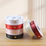 2.5cm Double‑Heart "Love You" Printed Ribbon, 32 Yards - Image 2