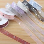 2.5cm Silver Hot‑Stamped Star Organza Ribbon, 20 Yards - Image 5