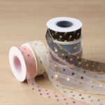 2.5cm Gold Dot Organza Ribbon, 10 Yards - Image 3