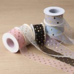 4cm Gold Dot Organza Ribbon, 10 Yards - Image 2