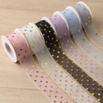 4cm Gold Dot Organza Ribbon, 10 Yards - Image 3