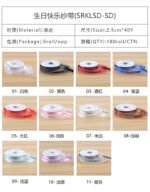 2.5cm “Happy Birthday” Printed Organza Ribbon, 40 Yards